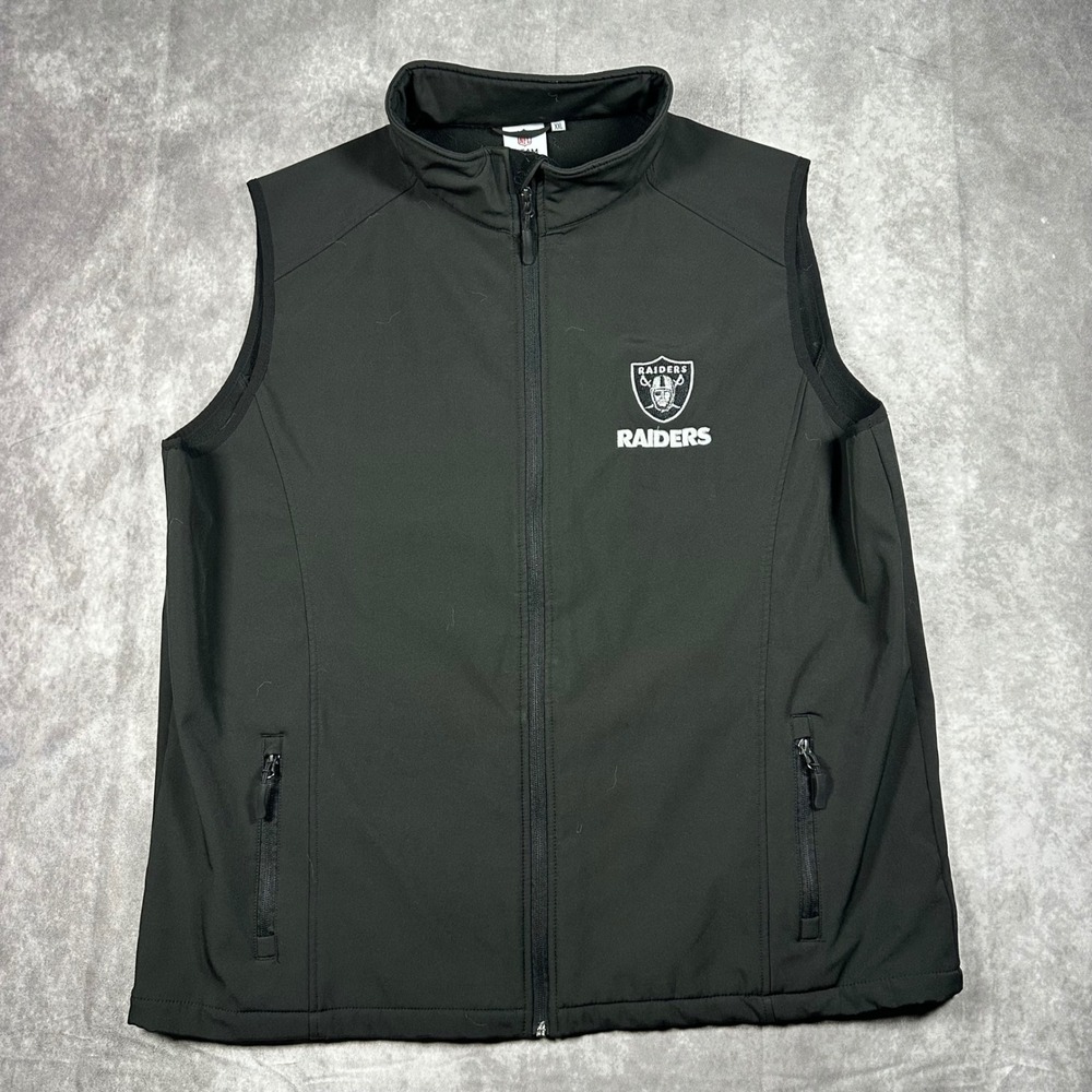 NFL Team Apparel Las Vegas Raiders Vest Mens XXL Black Softshell Full Zip